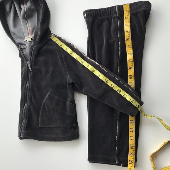 BURBERRY grey poly velour signature trim hooded 2 piece tracksuit elastic 4Y - Picture 14 of 16